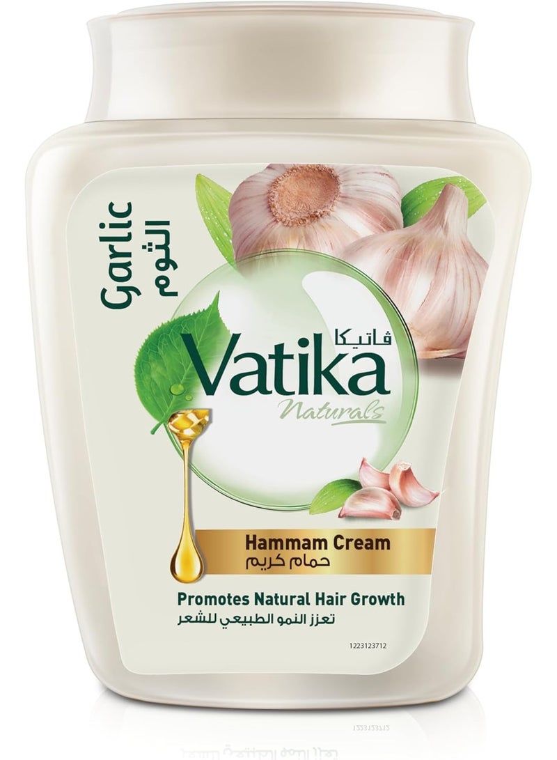 Vatika Naturals Garlic Hammam Cream (450g) | Promotes Natural Hair Growth | Prevents Dryness and Itchiness of Scalp | Complete Scalp and Hair Care